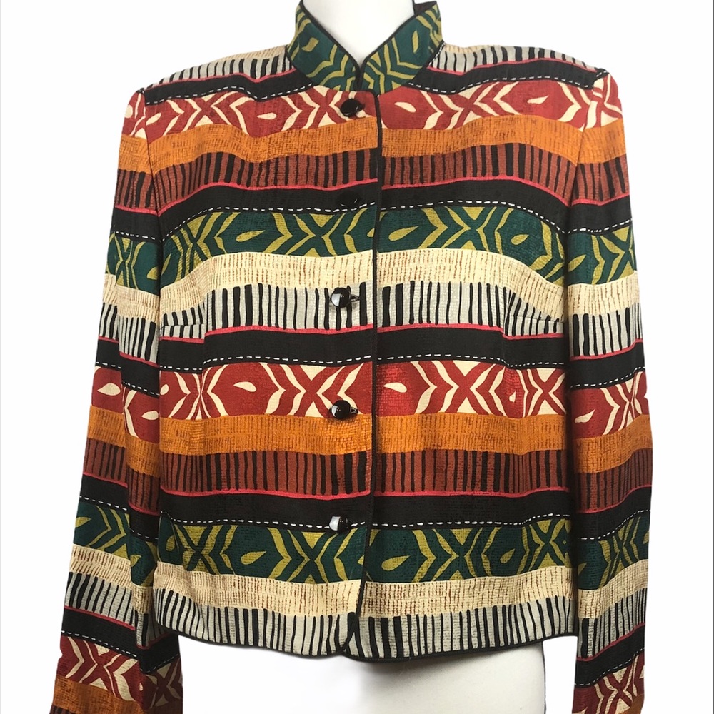 Maggie London 100% Silk jacket abstract 14P petite